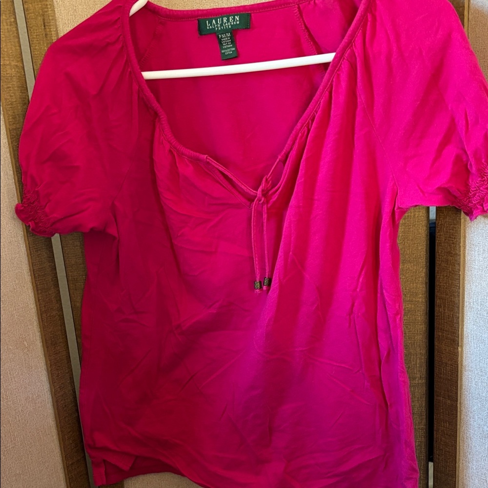 Lauren Ralph Lauren Fuchsia Peasant Style Blouse Petite Medium